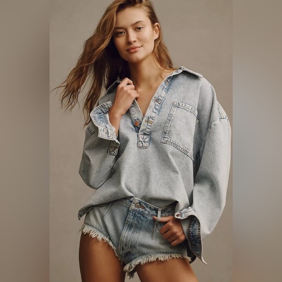 NWT Anthropologie Pilcro Pitched Micro Denim Shorts Sizes 26 & 28 - Picture 3 of 8